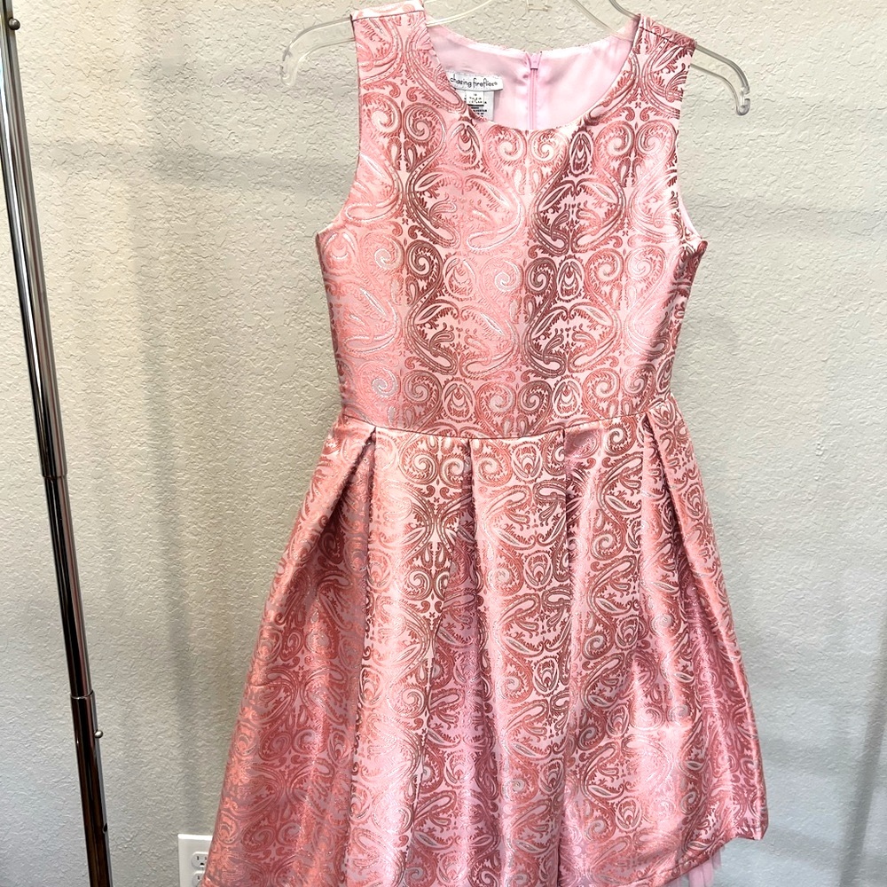 Stunning Pink & Silver Chasing Butterflies Dress, girls size 14